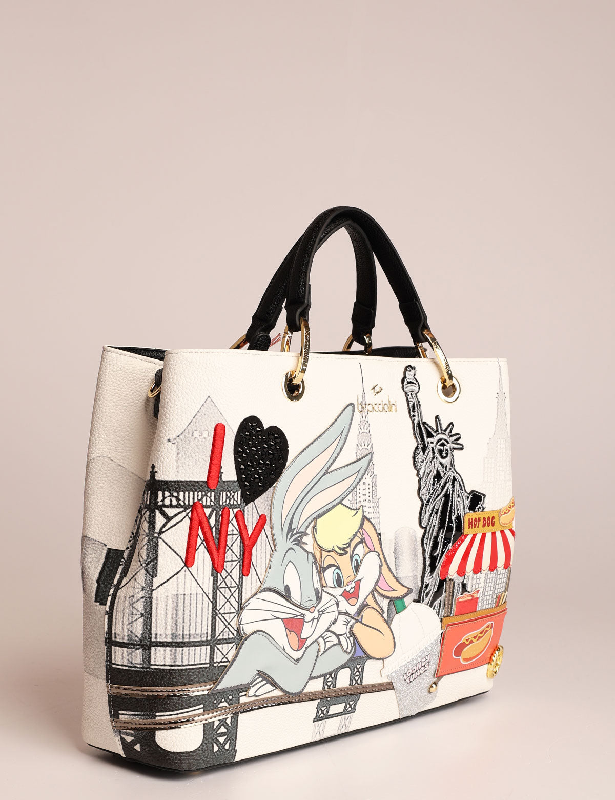 Borsa a mano Braccialini Cartoline Looney Tunes New York