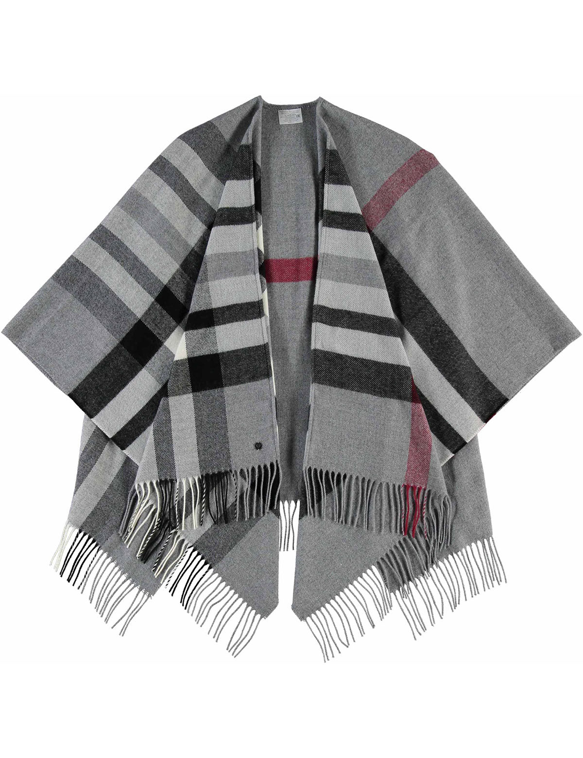 Open Fraas Check Poncho with fringes