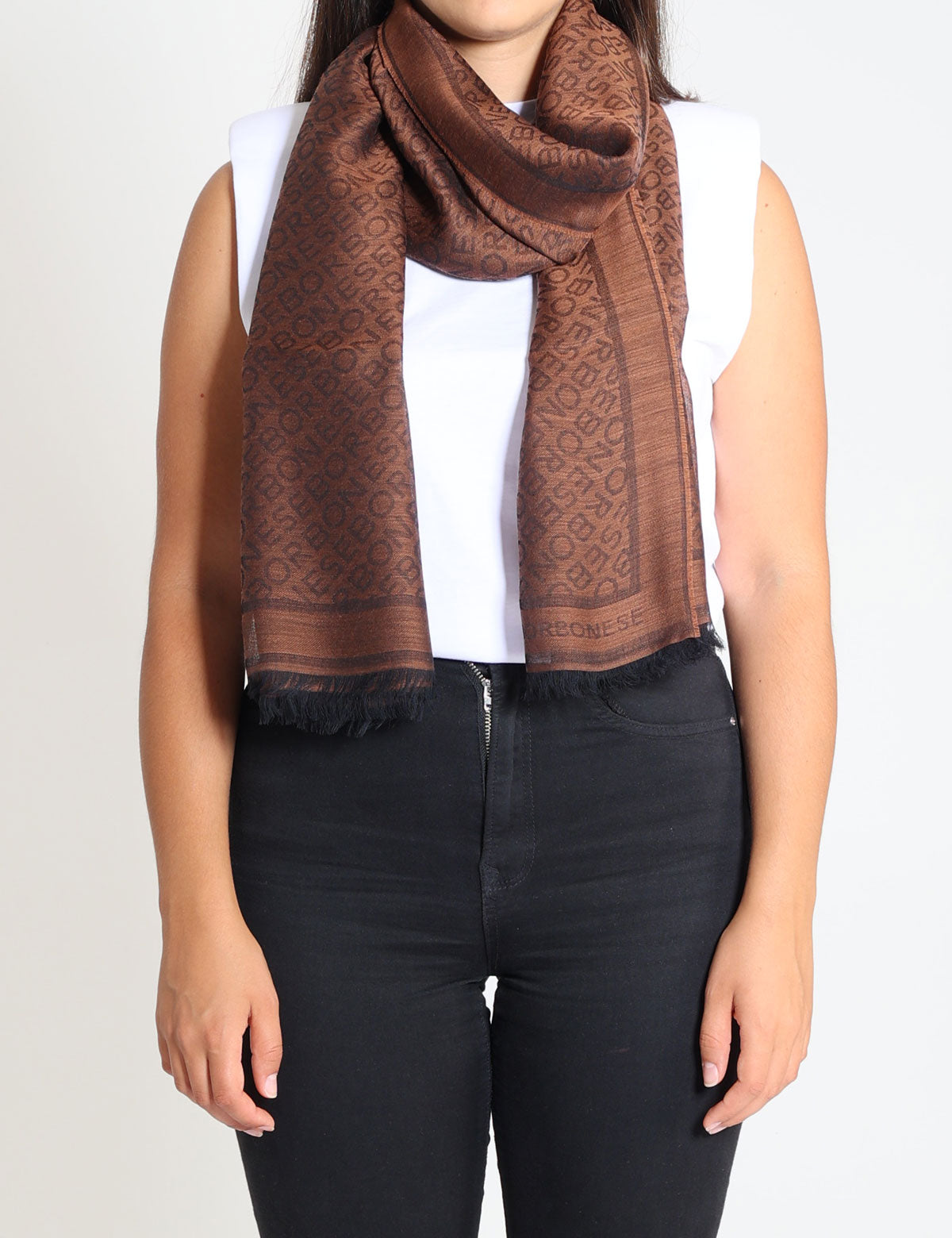 Borbonese jacquard wool scarf