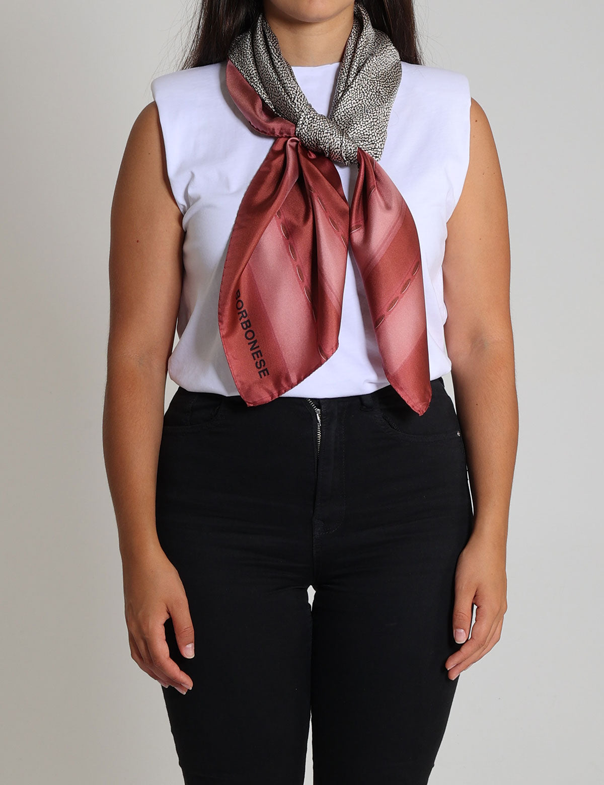 Borbonese scarf with rivets print