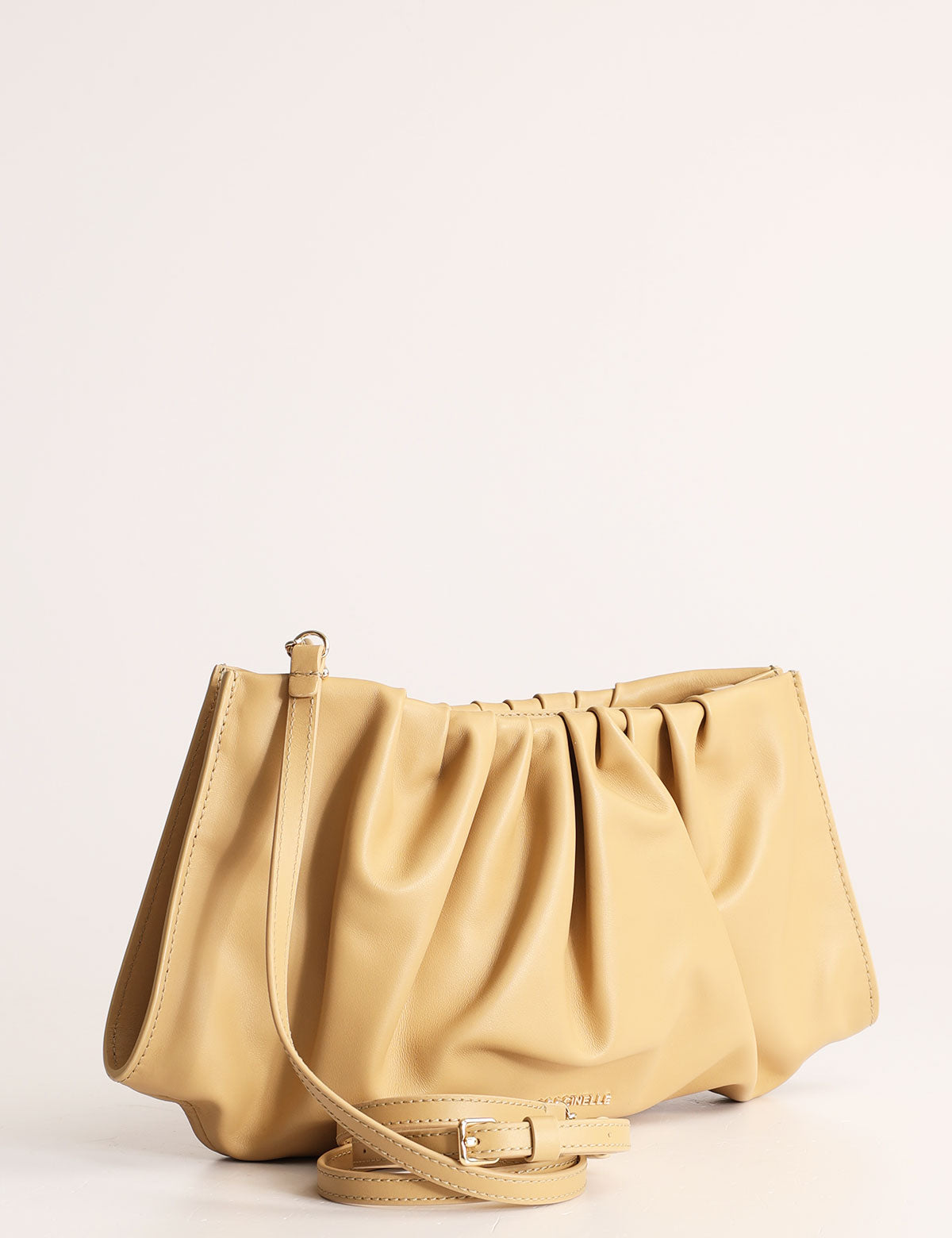 Coccinelle Drap Smooth large clutch with shoulder strap