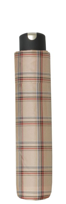 Doppler Carbonsteel Woven Check Mini Brown Umbrella