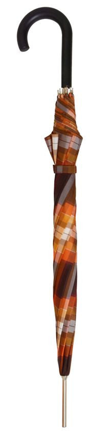 Doppler Carbonsteel Woven Check Long Automatic Orange Umbrella