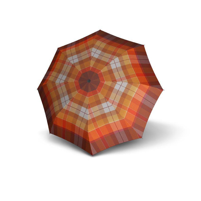 Doppler Carbonsteel Woven Check Long Automatic Orange Umbrella