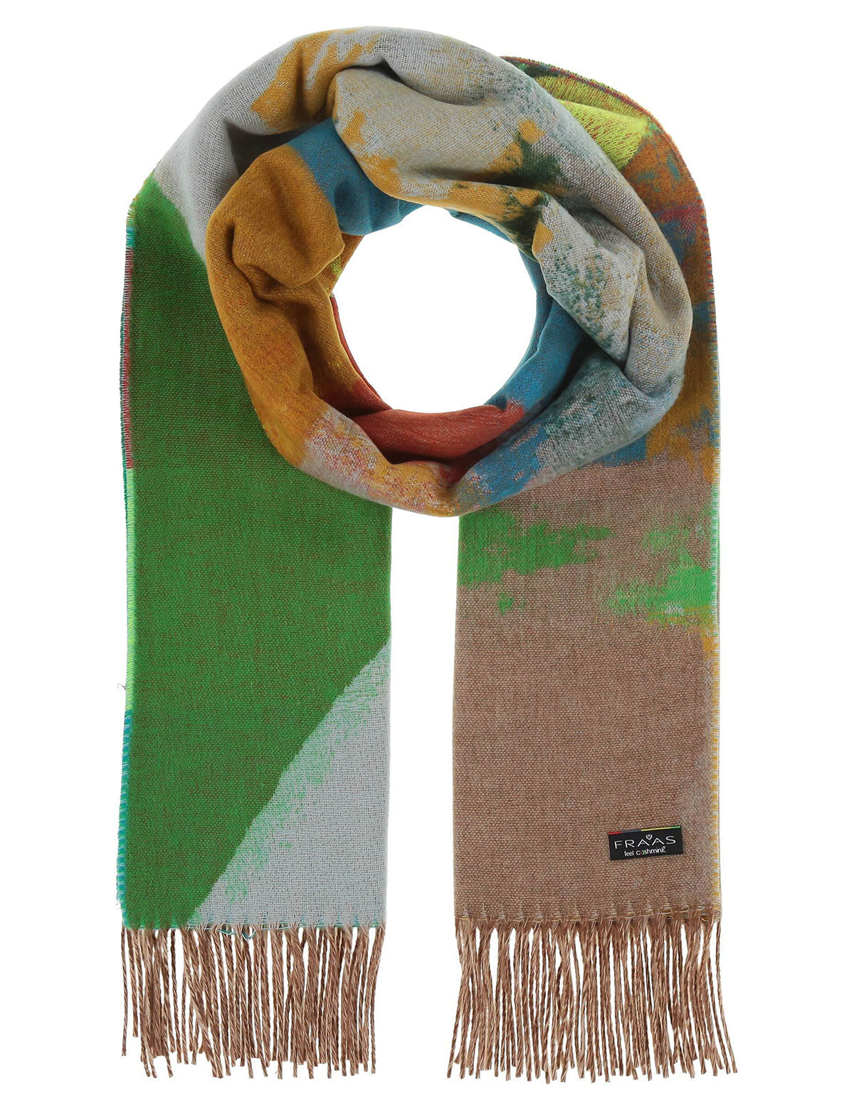 Fraas patterned scarf with fringes