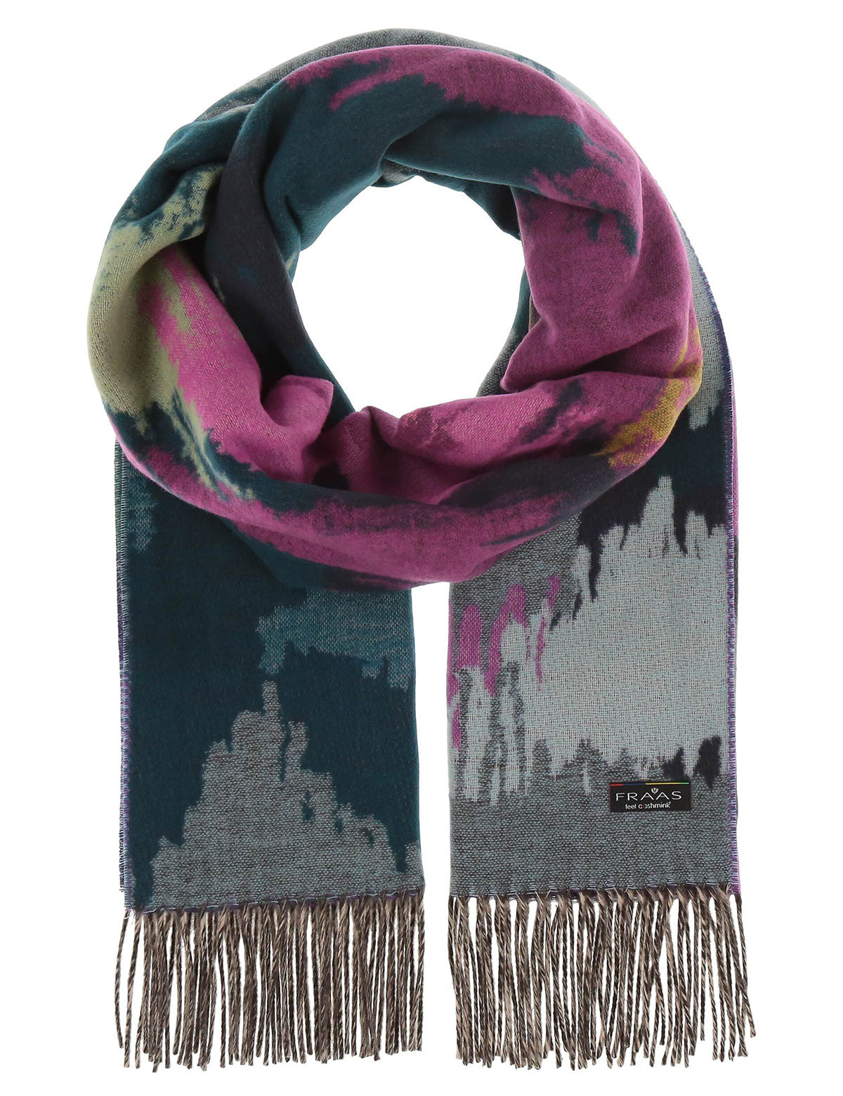 Fraas scarf with abstract pattern fringes