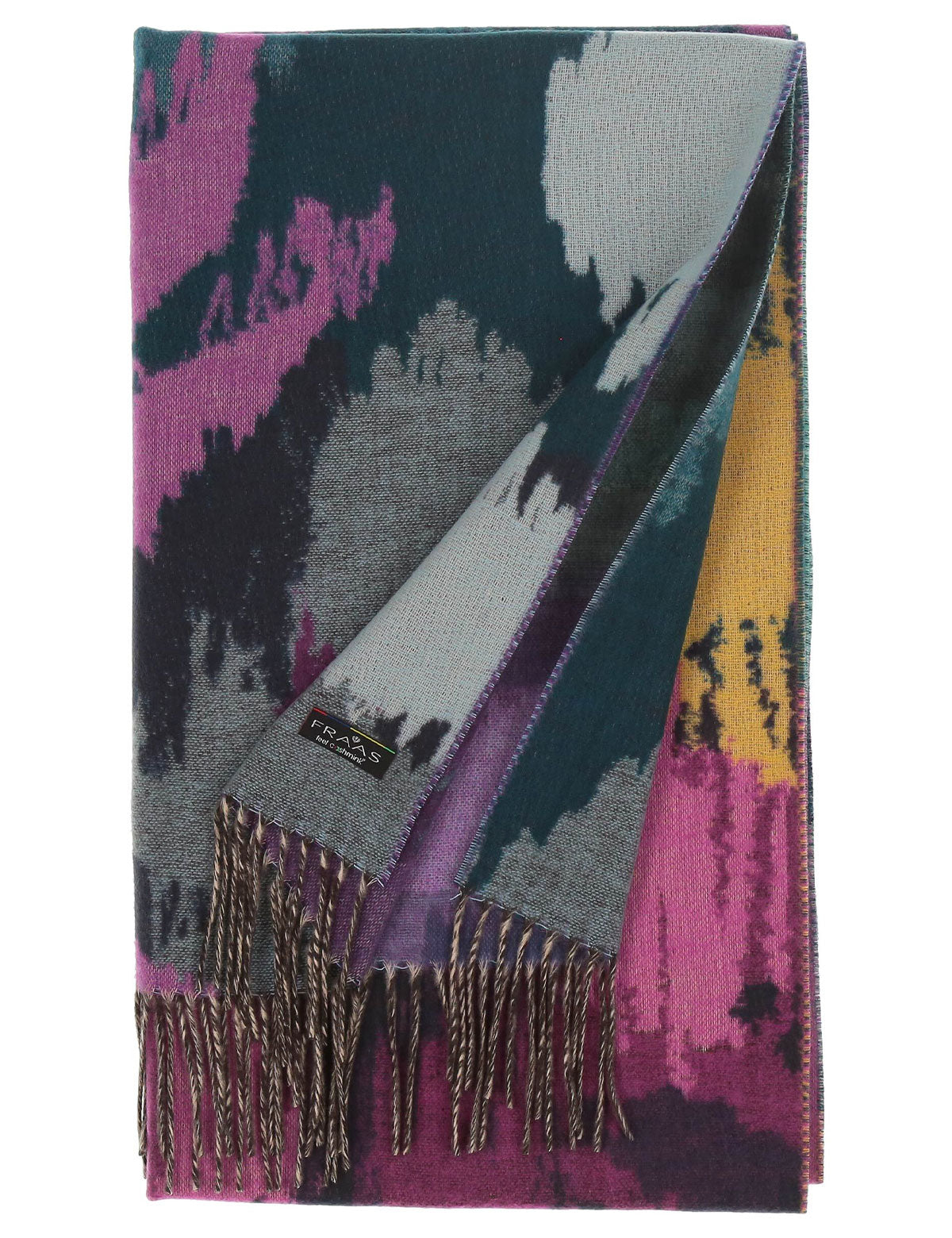 Fraas scarf with abstract pattern fringes