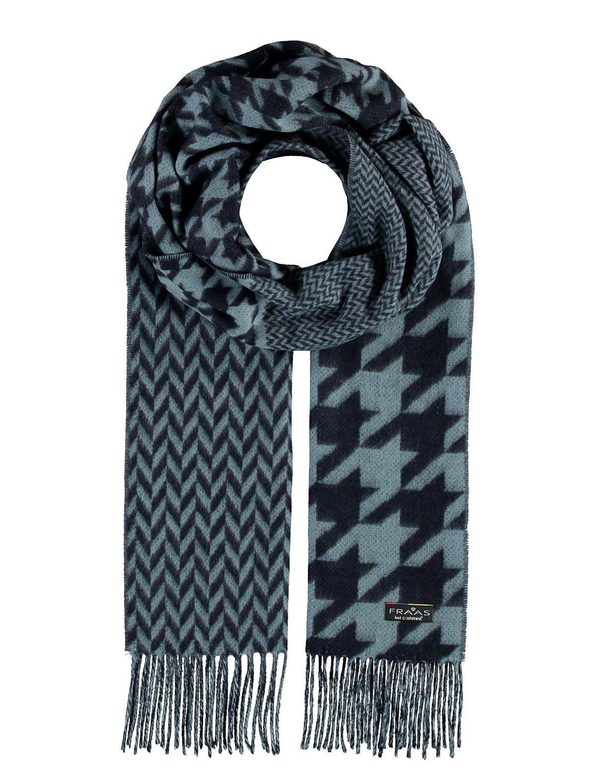 Fraas Black &amp; White scarf in Cashmink® with fringes