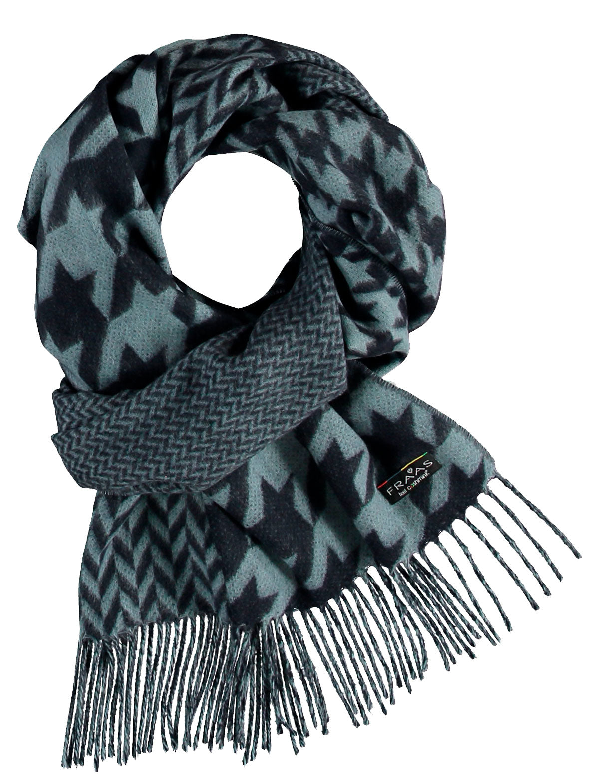 Fraas Black &amp; White scarf in Cashmink® with fringes