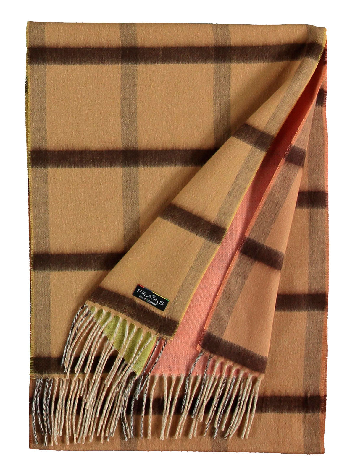 Fraas Window Check scarf in Cashmink® with fringes