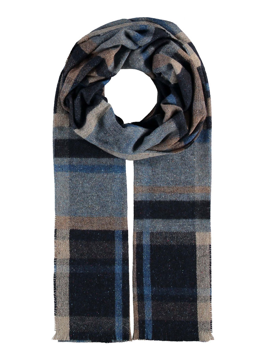 Fraas scarf in wool and silk blend with checked pattern