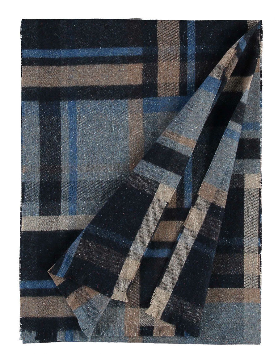 Fraas scarf in wool and silk blend with checked pattern