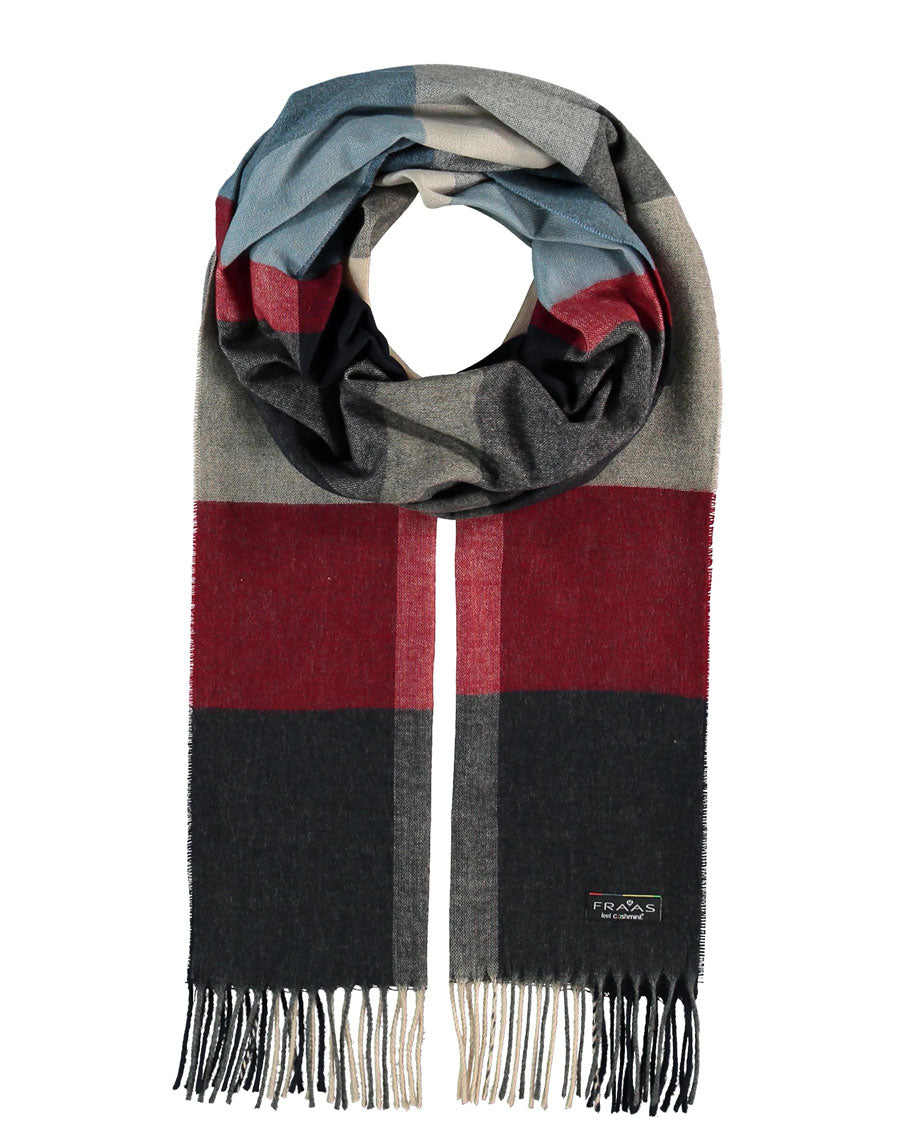 Fraas scarf in Cashmink® check print with fringes