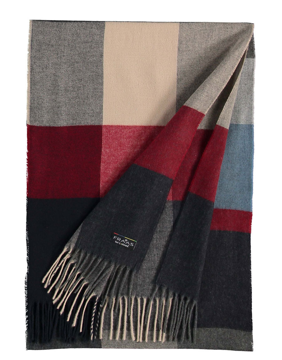 Fraas scarf in Cashmink® check print with fringes