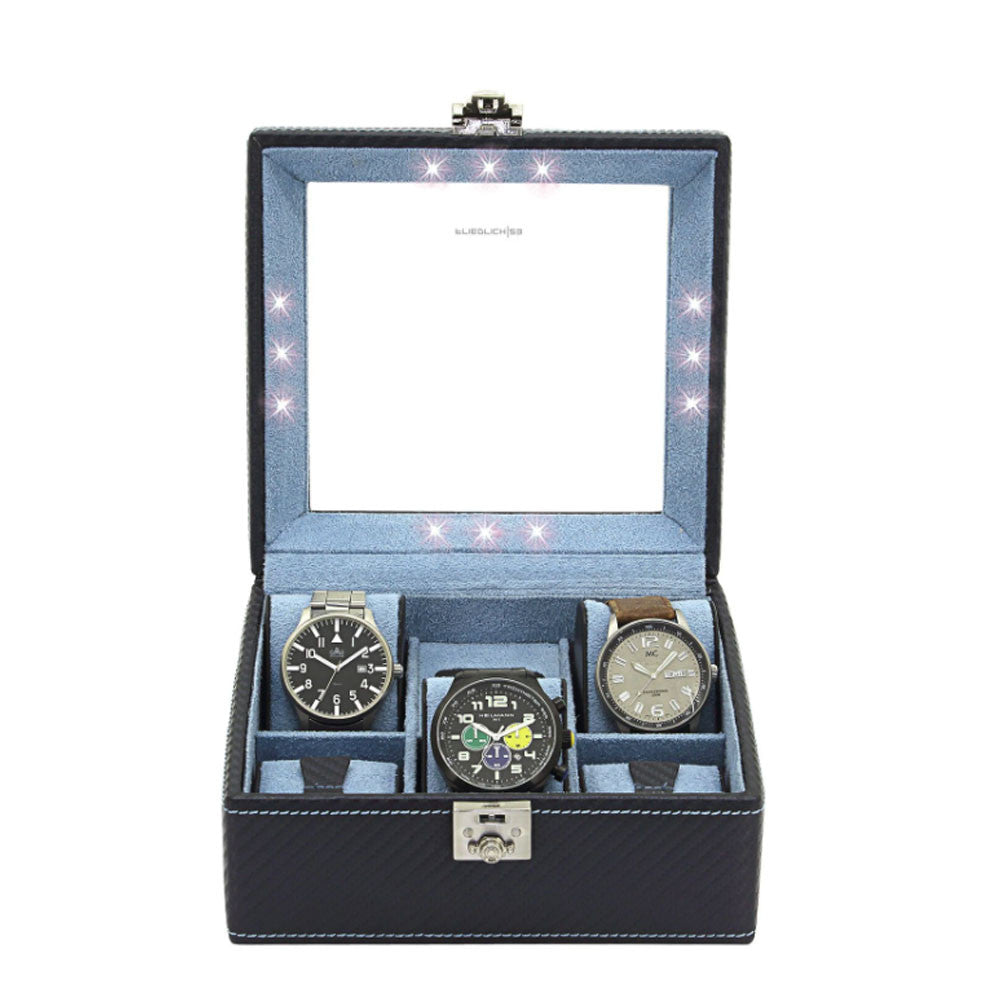 Friedrich23 Carbon 5-place Watch Box with Dark Blue LED