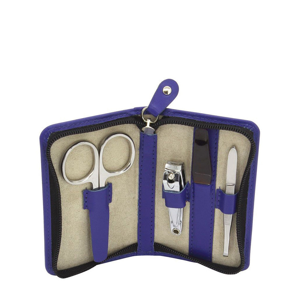 Friedrich Lederwaren Manicure Set Case Small Royal Blue