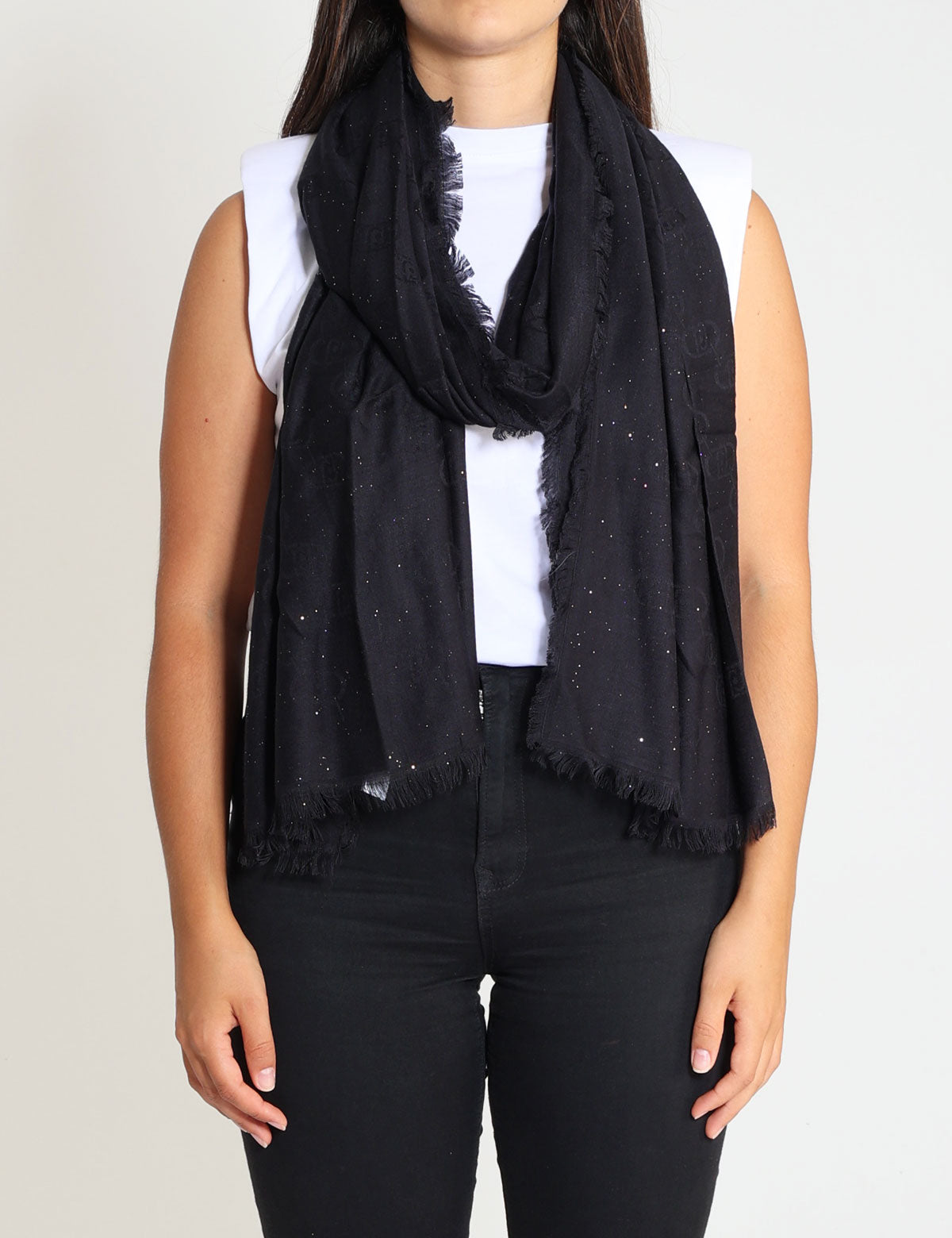 Liu jo scarf with logos and glitter