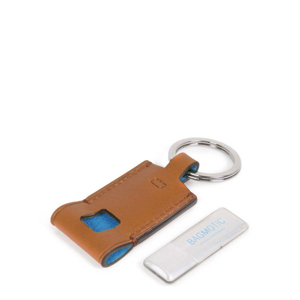 Piquadro Leather Keychain with 16GB USB Stick Bag Motic