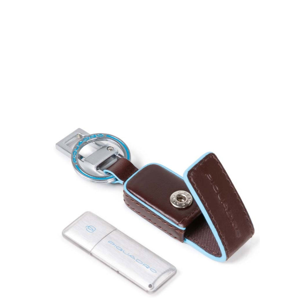 Piquadro Keychain with 16GB USB Flash Drive Blue Square