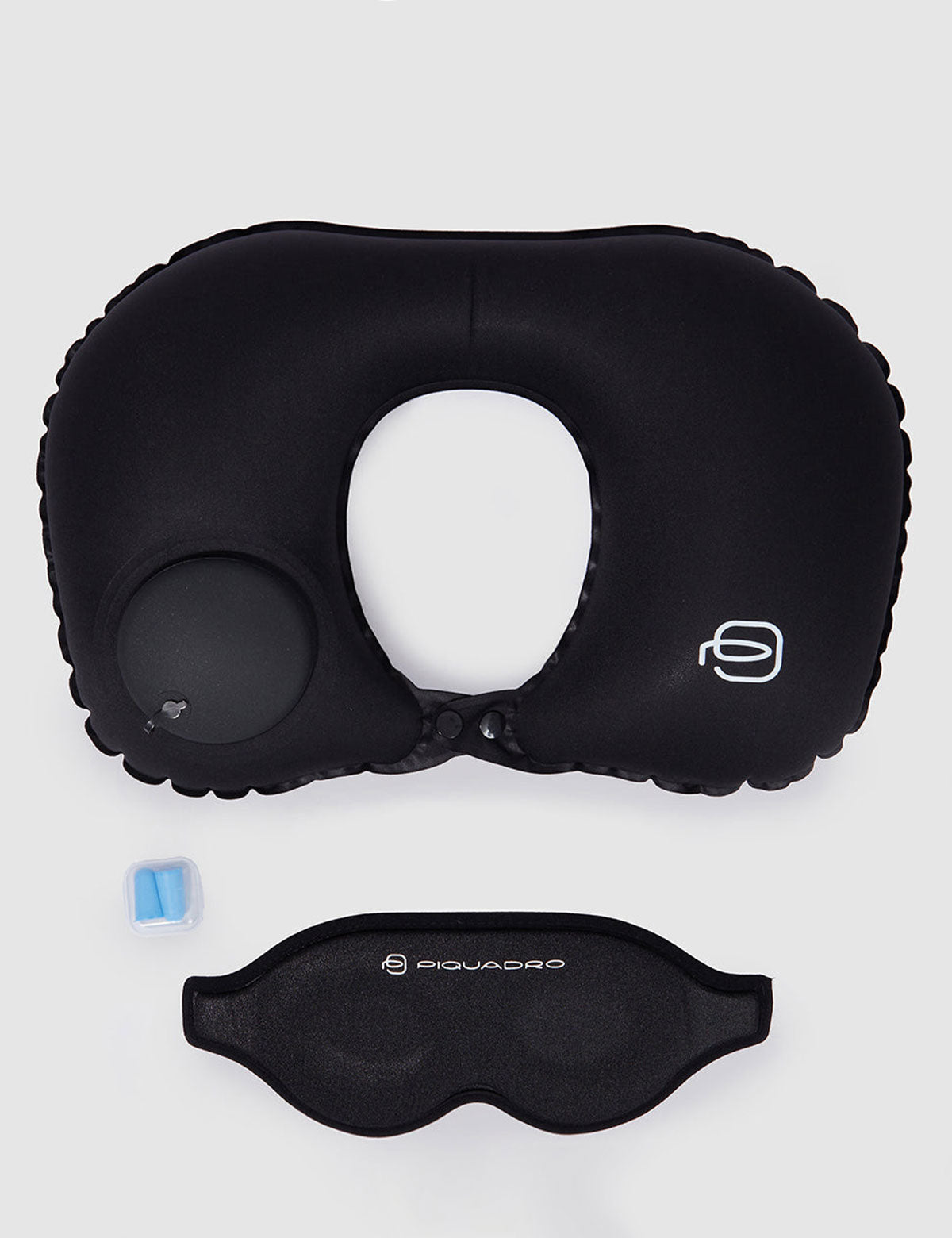 Piquadro travel kit with mask, pillow and earplugs