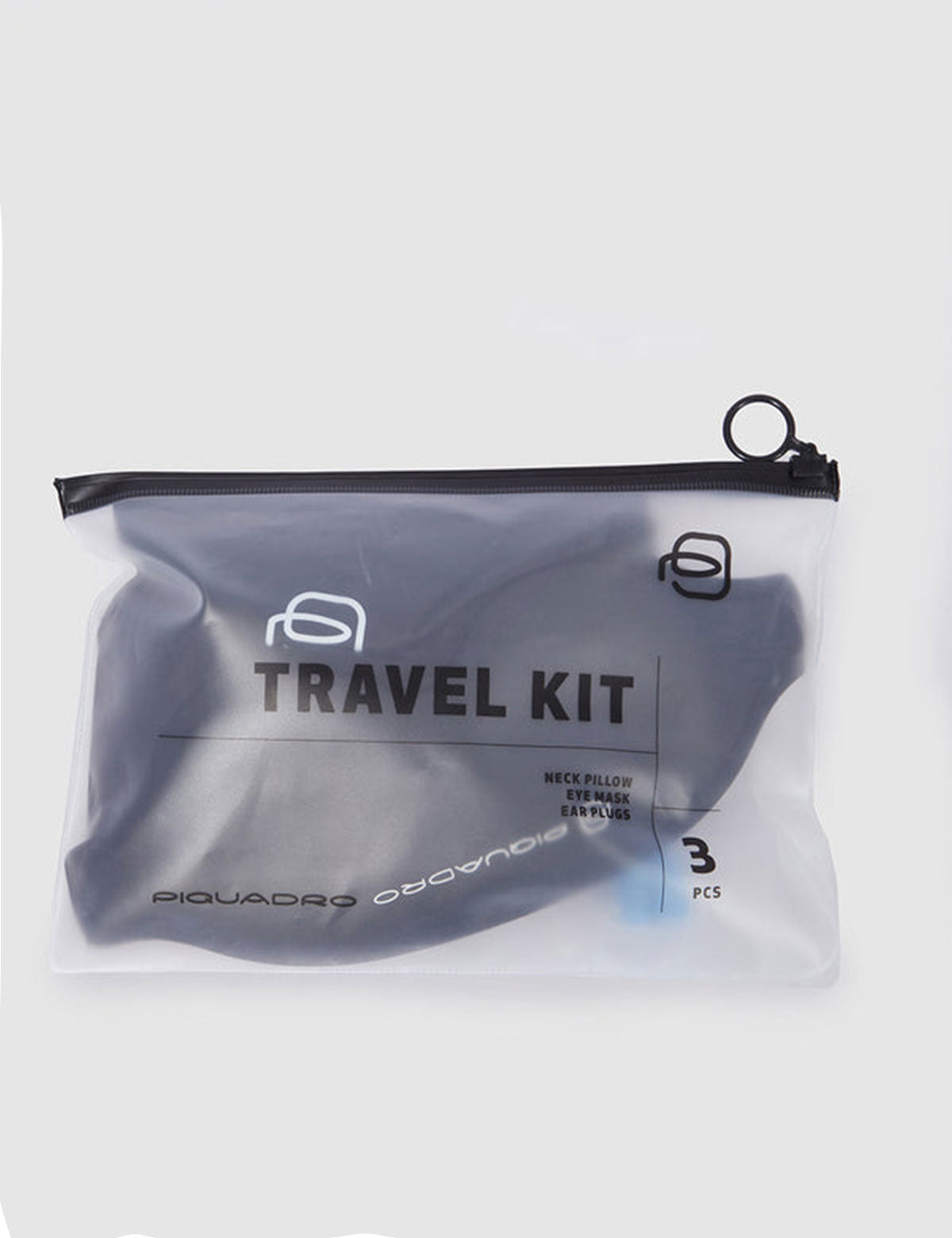 Piquadro travel kit with mask, pillow and earplugs