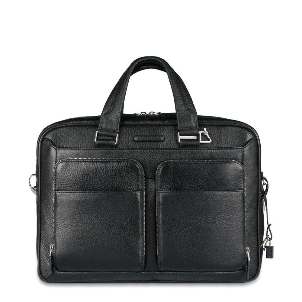 Piquadro slim briefcase with two handles and front pockets Modus