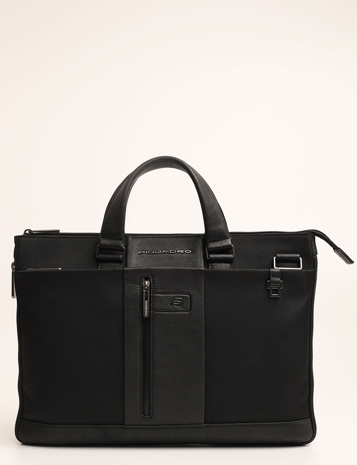 Piquadro Brief slim briefcase in leather and fabric