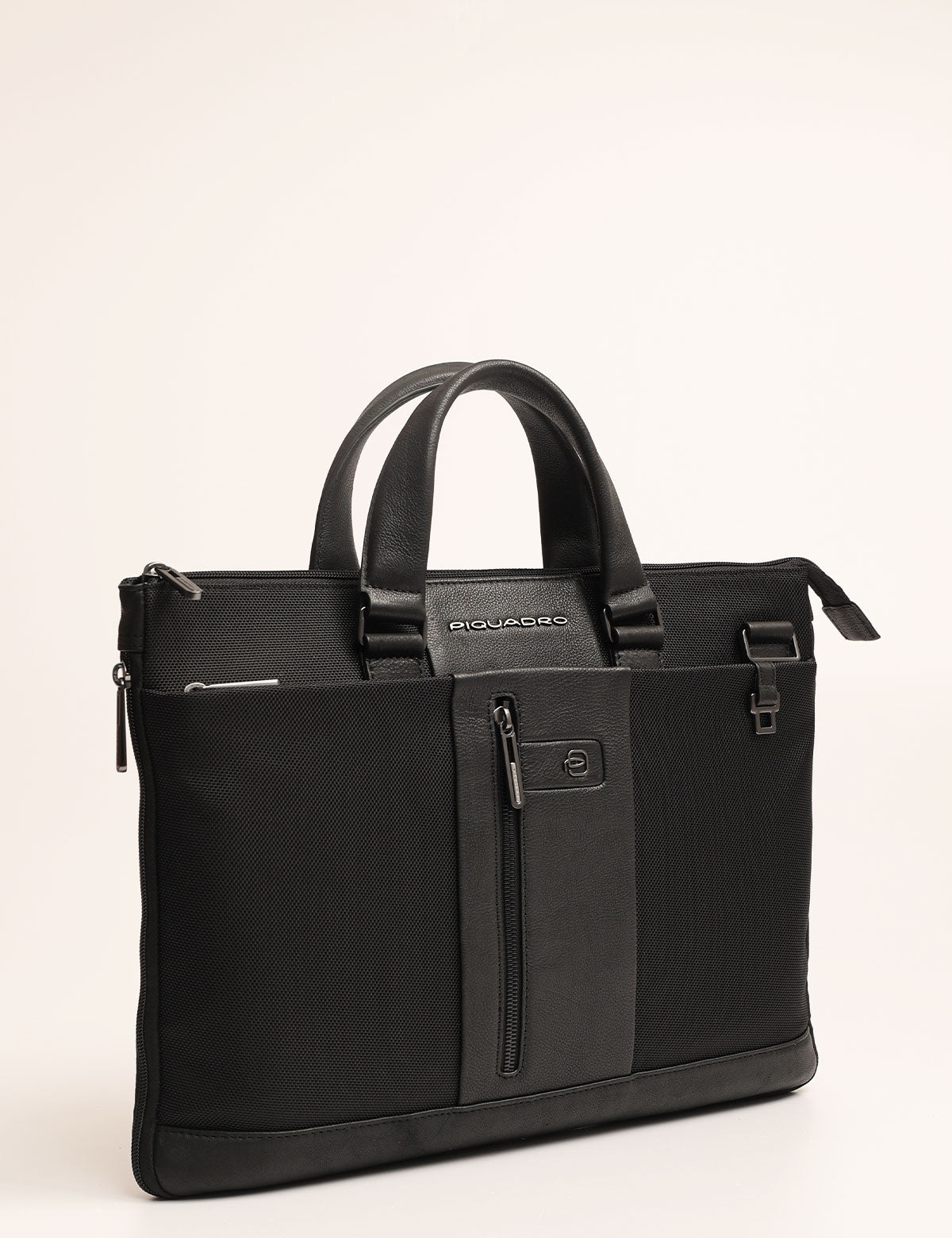 Piquadro Brief slim briefcase in leather and fabric