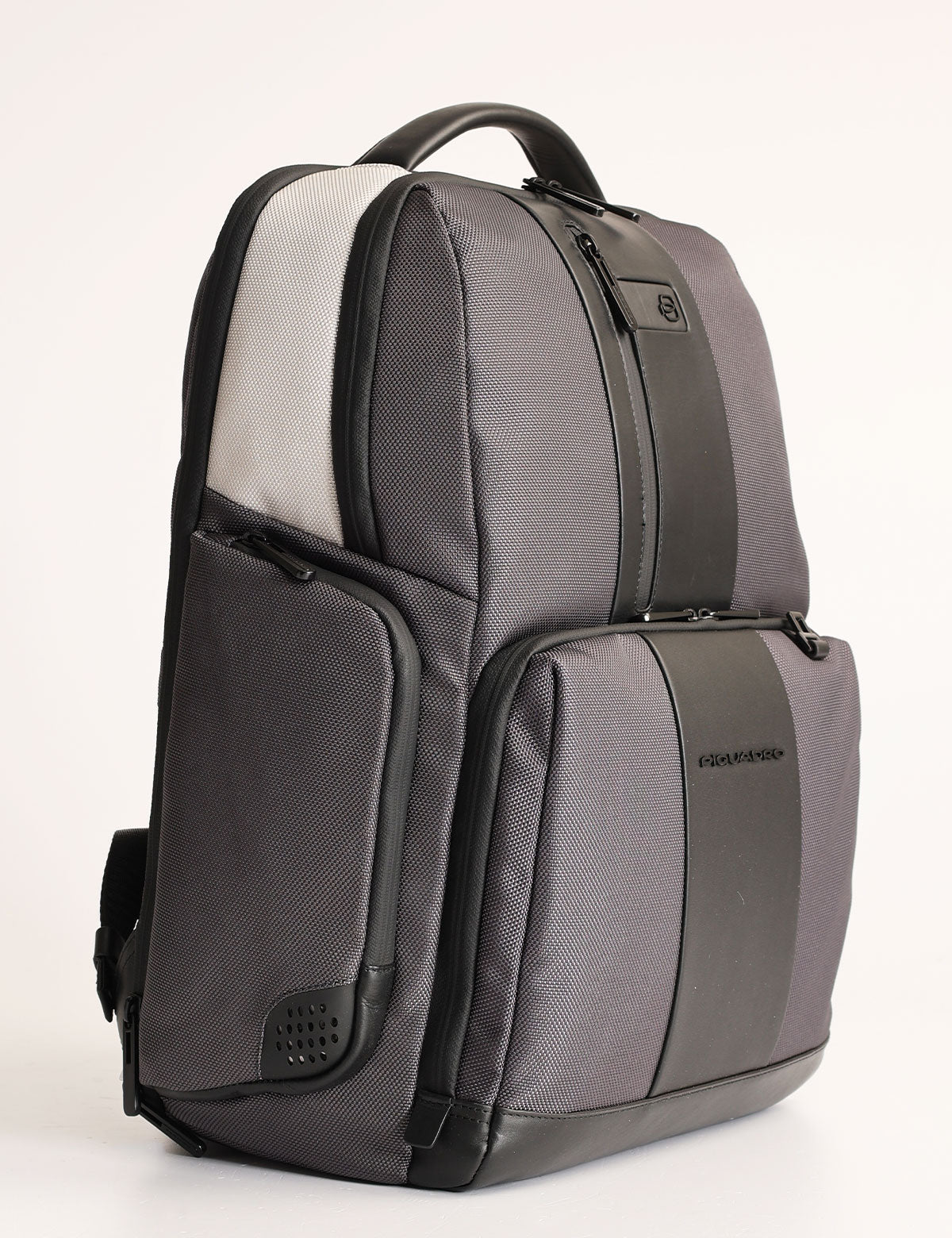 Piquadro Brief 15.6" laptop backpack in leather and fabric