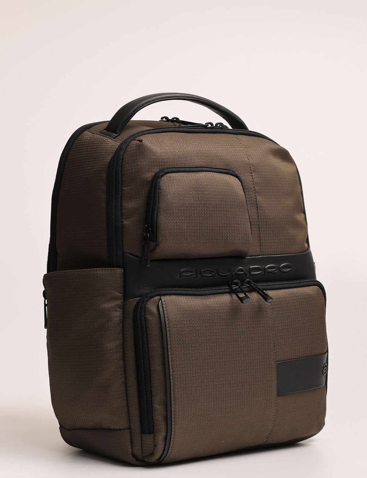 Piquadro 14'' laptop backpack in fabric and leather