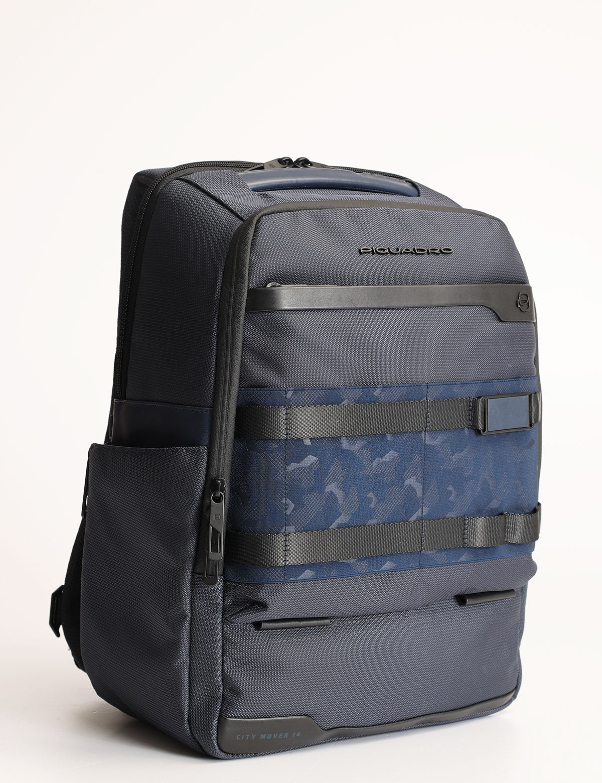 Piquadro FX mittelgroßer Rucksack für 14-Zoll-Laptops aus Leder und Stoff