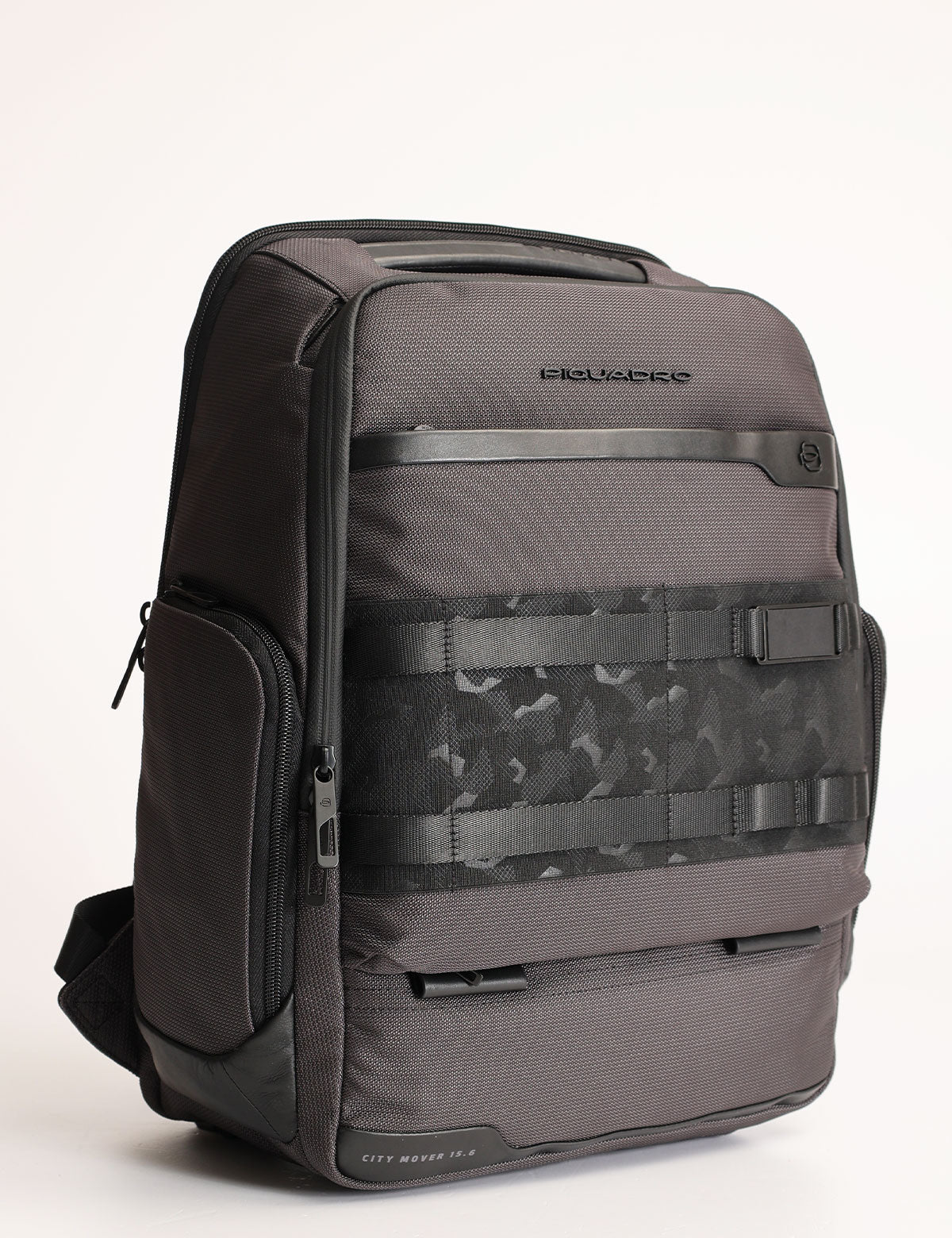 Piquadro FX modularer 15,6-Zoll-Laptop-Rucksack aus Leder und Stoff