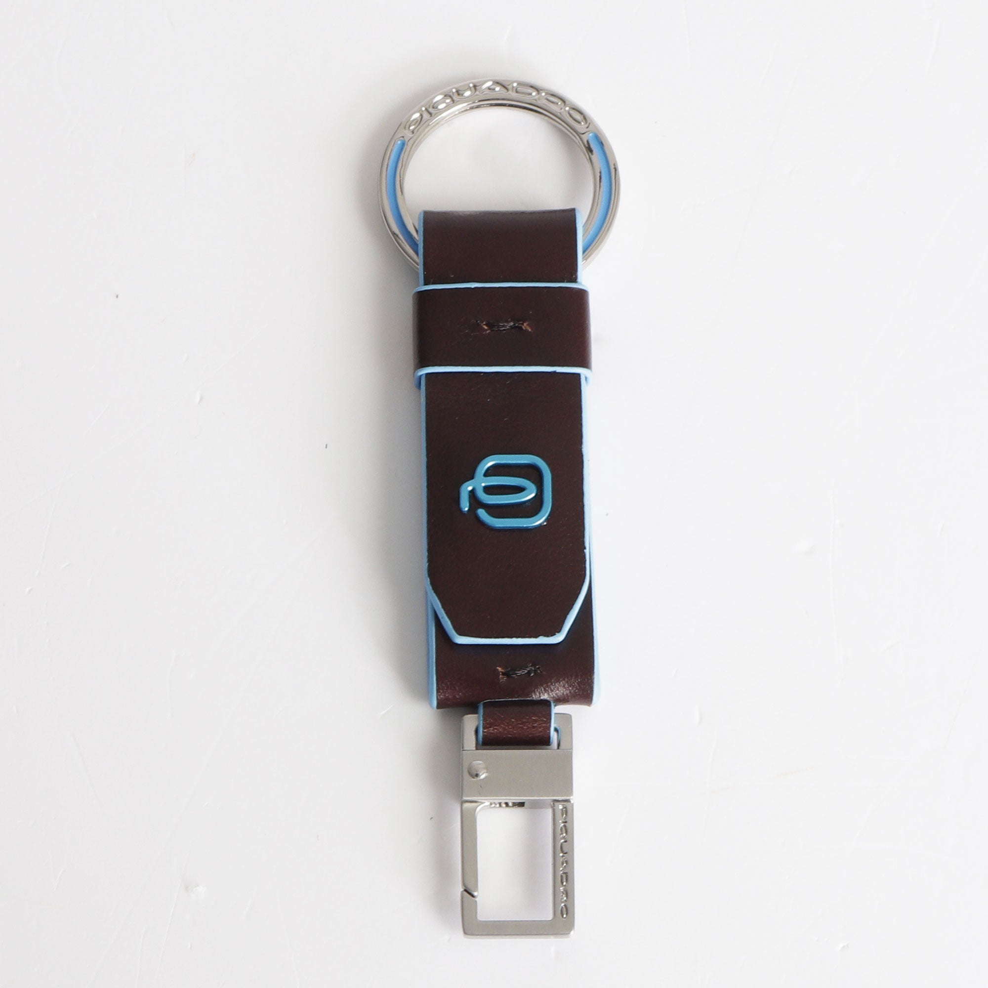 Piquadro Keychain Ring and Carabiner Blue Square