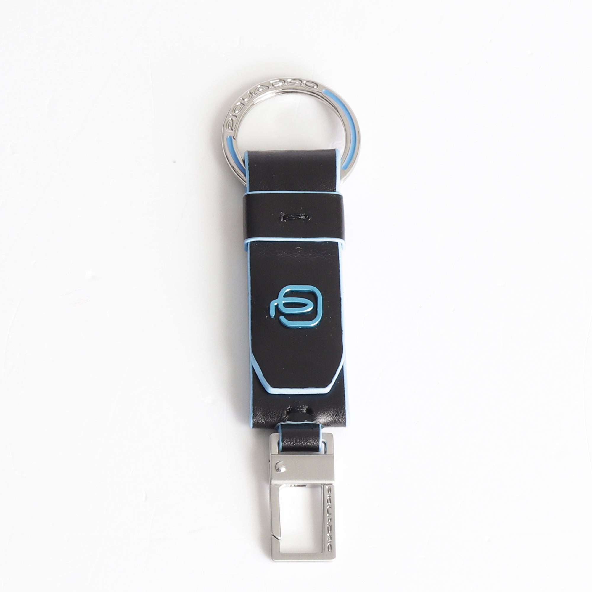 Piquadro Keychain Ring and Carabiner Blue Square