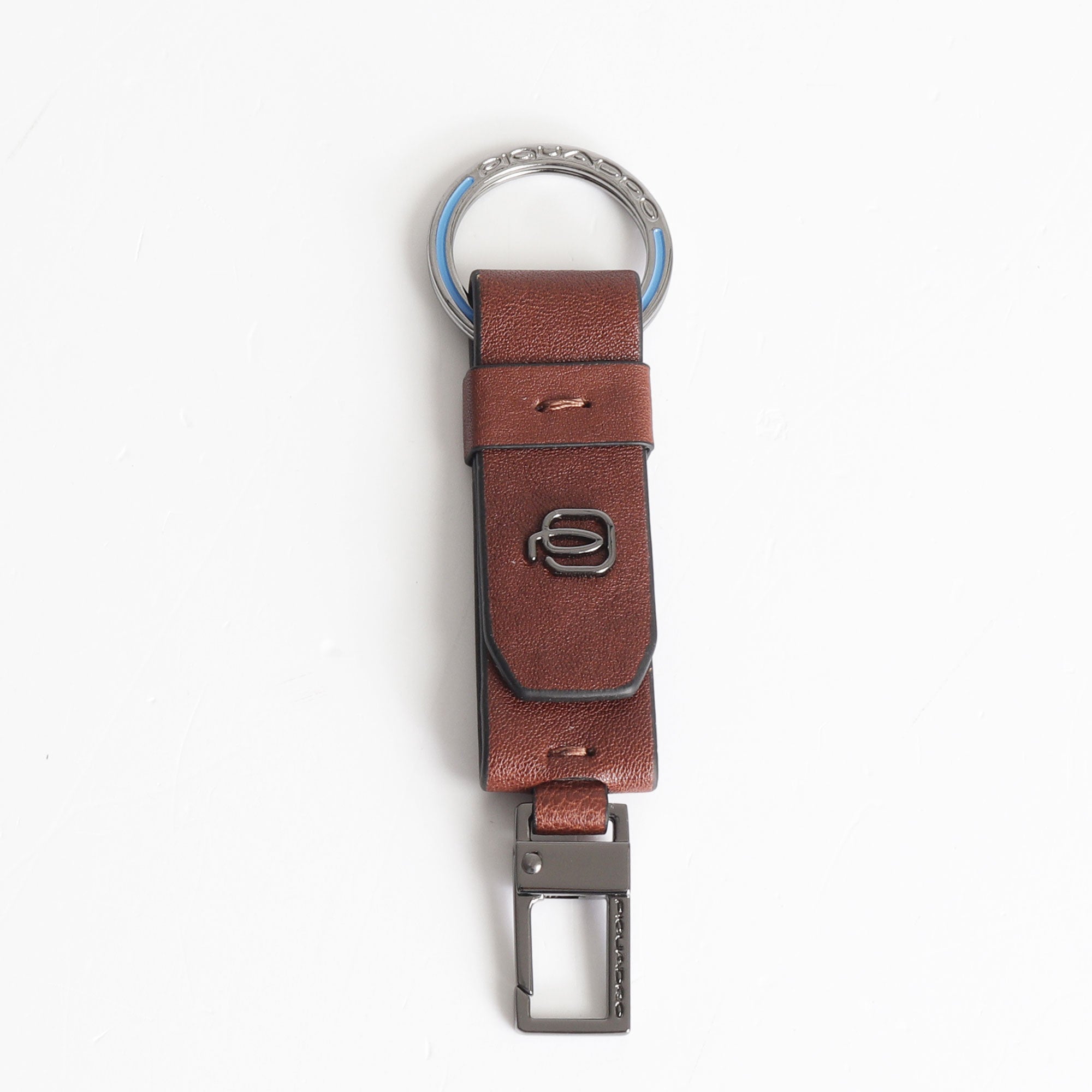 Piquadro key ring with ring and snap hook Black Square