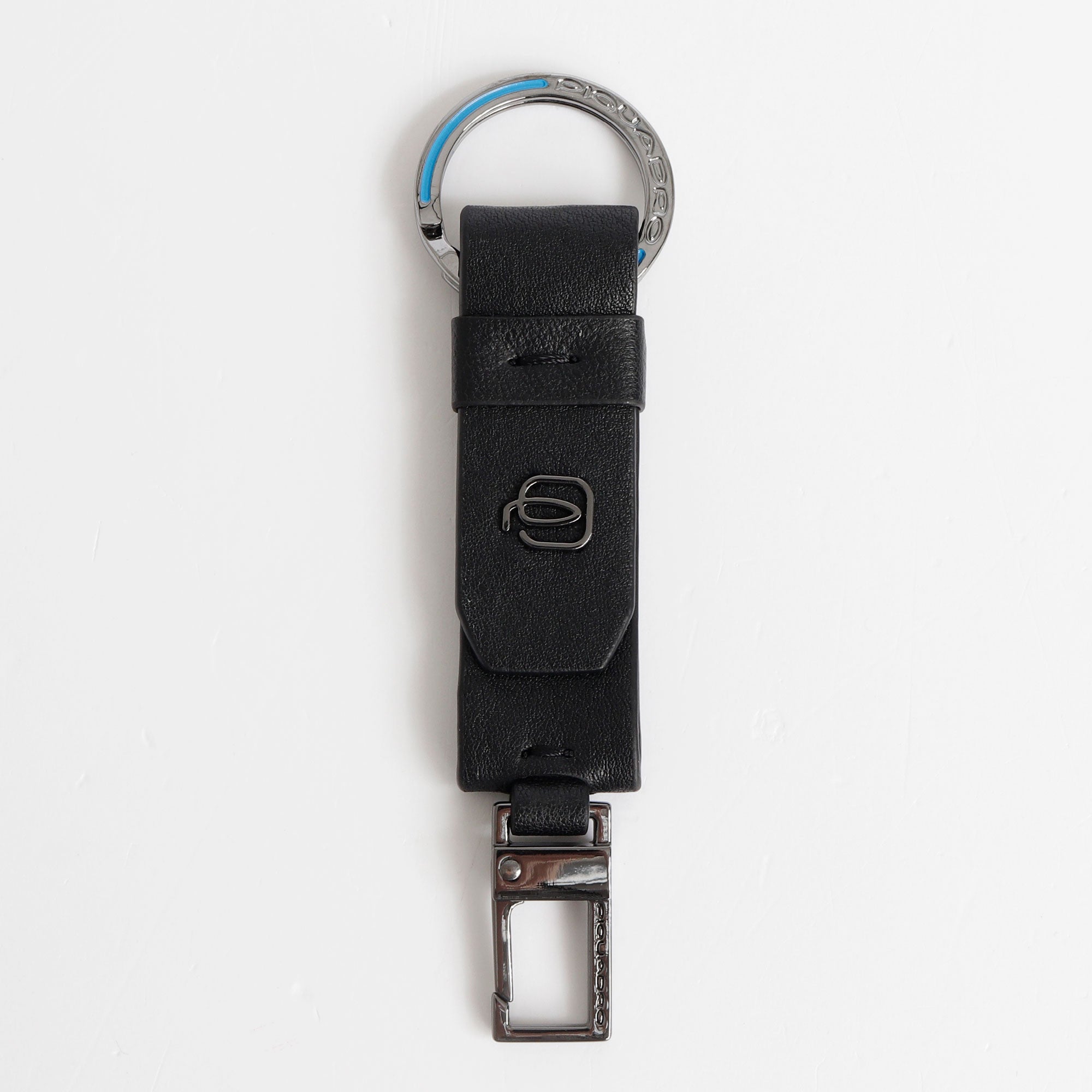 Piquadro key ring with ring and snap hook Black Square