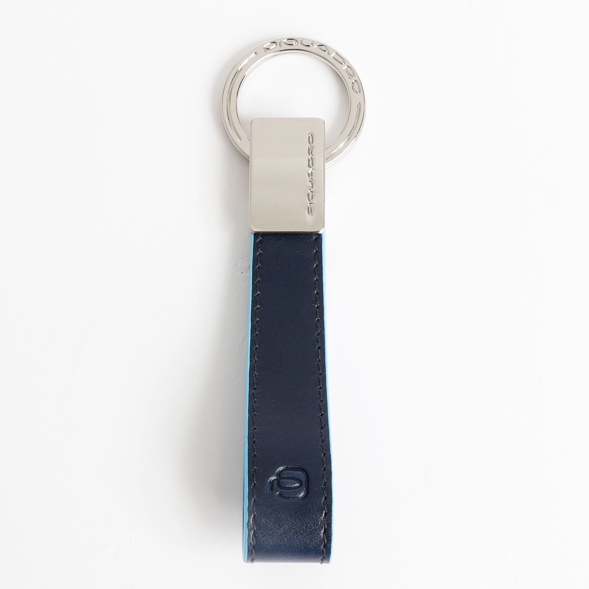 Piquadro Blue Square Keychain Leather Pendant