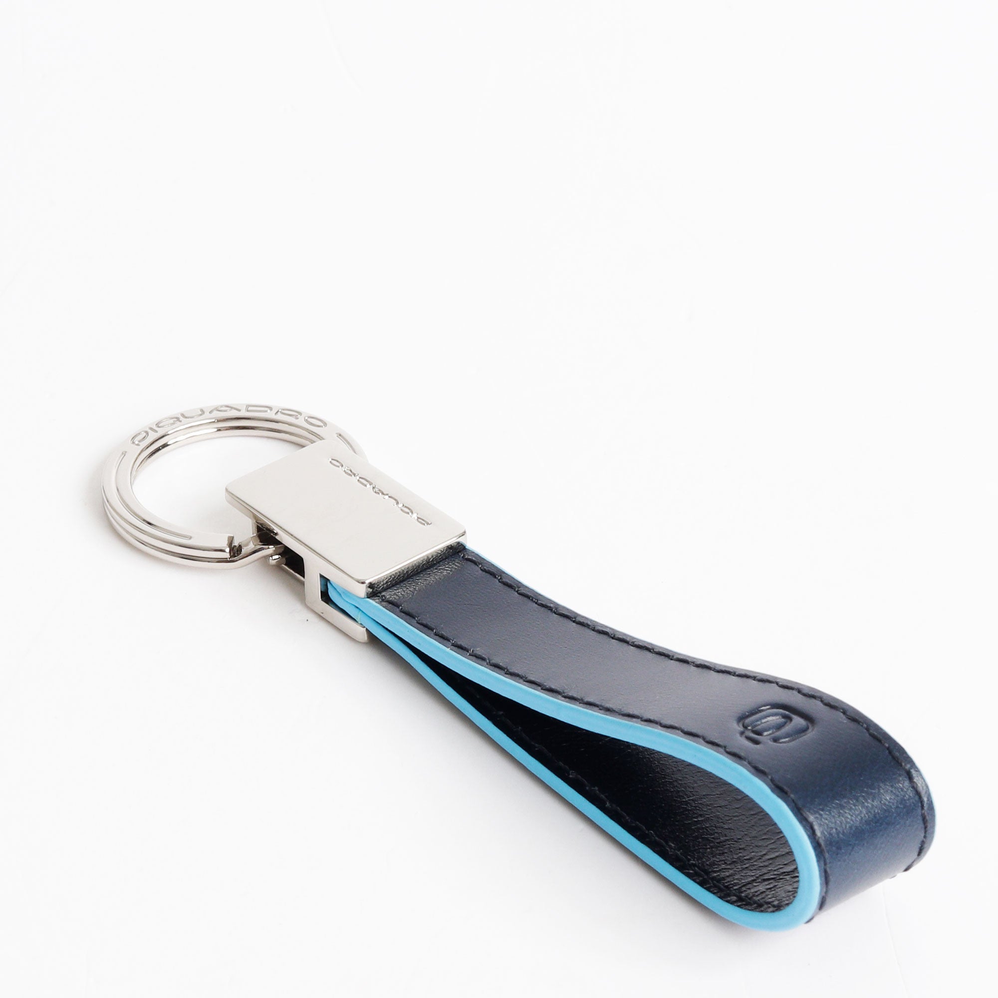 Piquadro Blue Square Keychain Leather Pendant