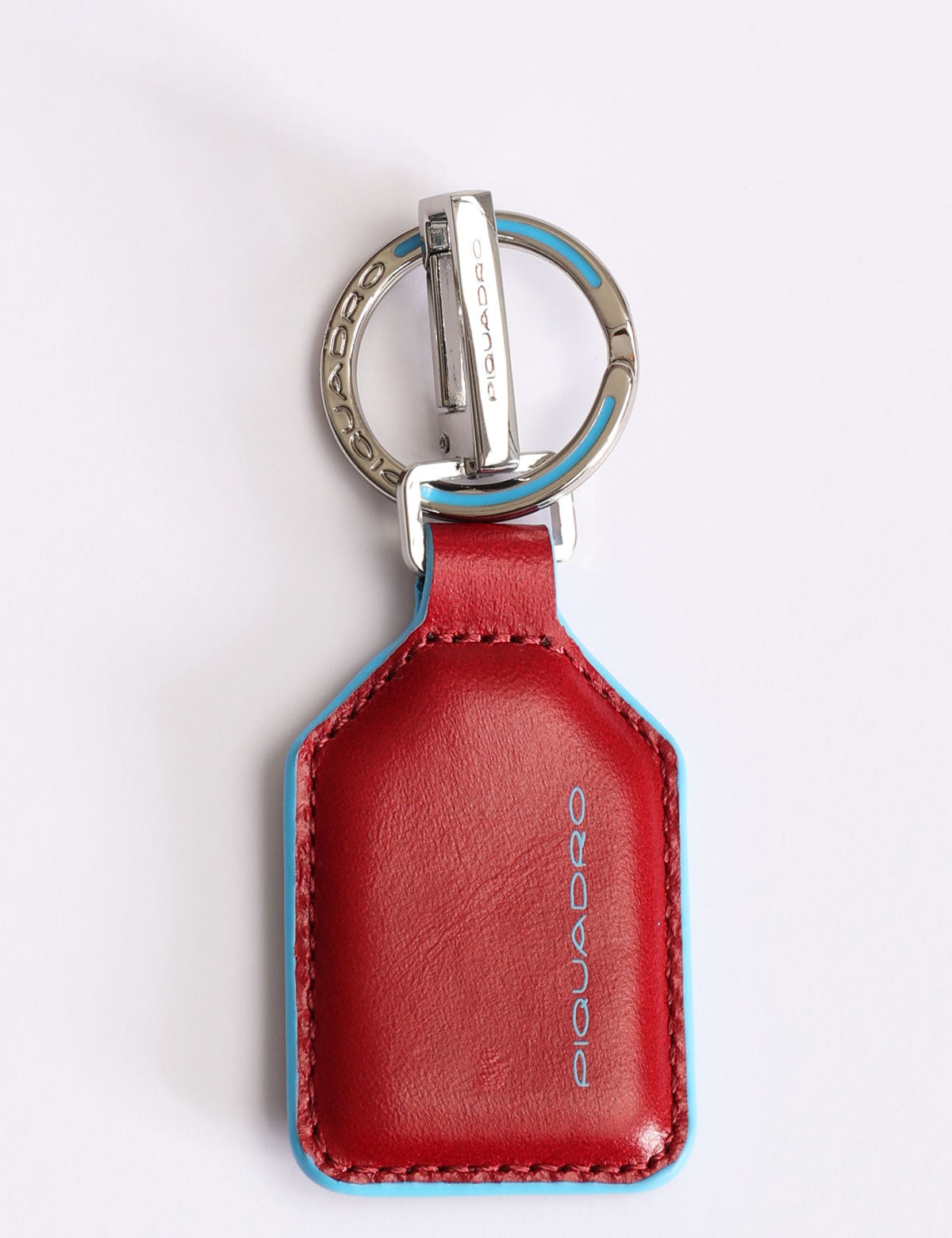 Piquadro Blue Square Keychain Leather Pendant