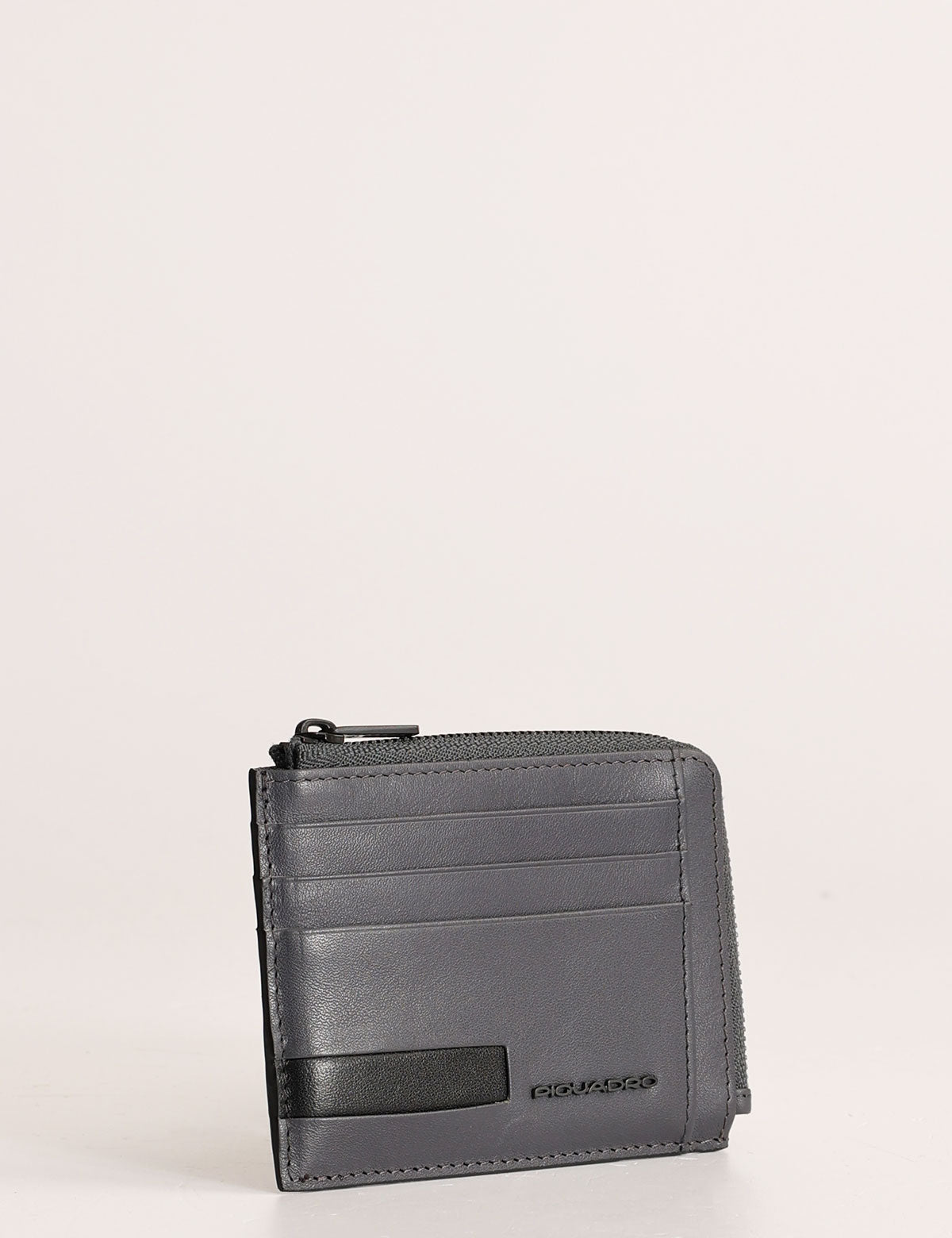 Piquadro leather card holder with top zip