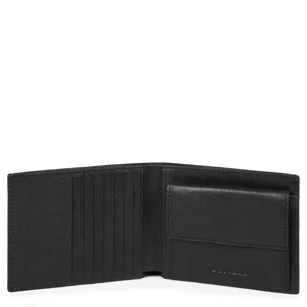 Piquadro Black Square wallet with card holder and coin pocket