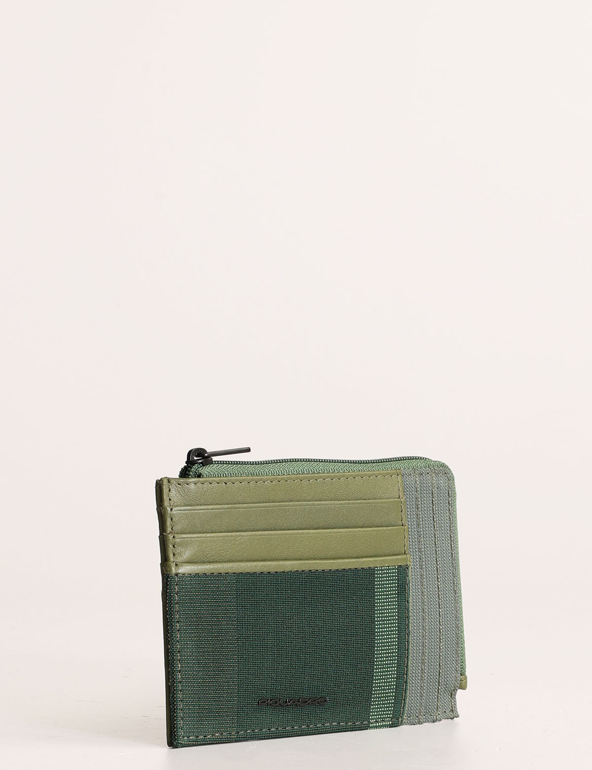 Piquadro Steve zipped pouch in leather and fabric