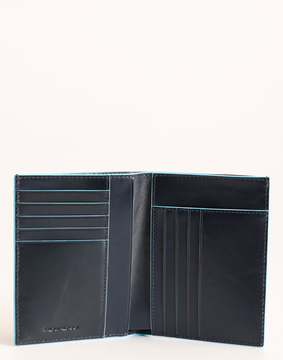 Piquadro Vertical Multi-Compartment Wallet Blue Square