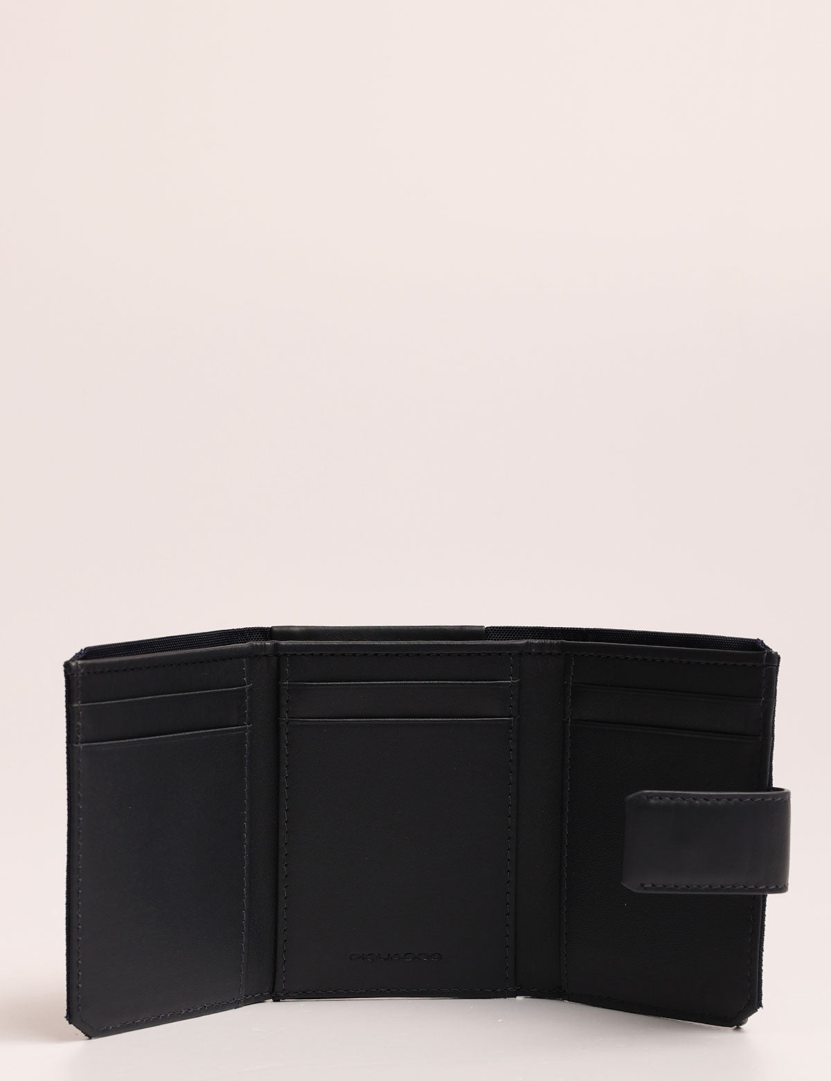 Piquadro trifold compact wallet in leather and fabric