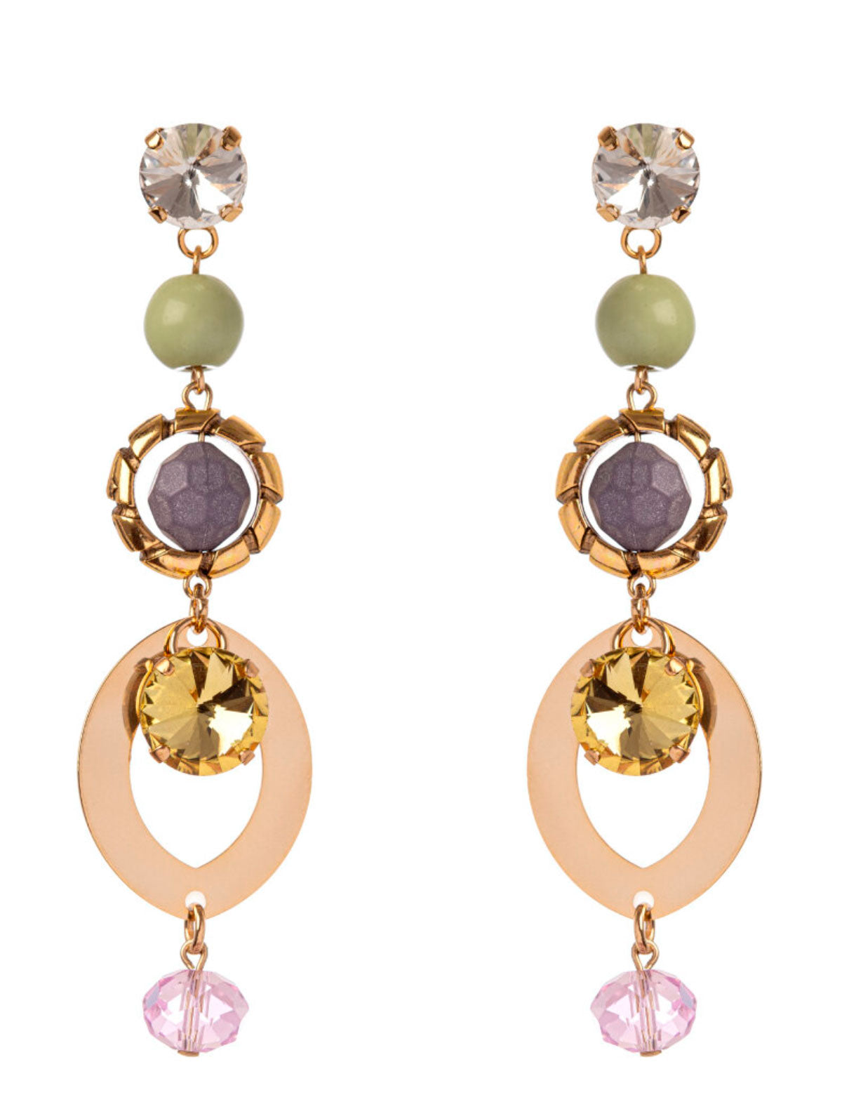 Sodini Reverse Long Earrings with Stones