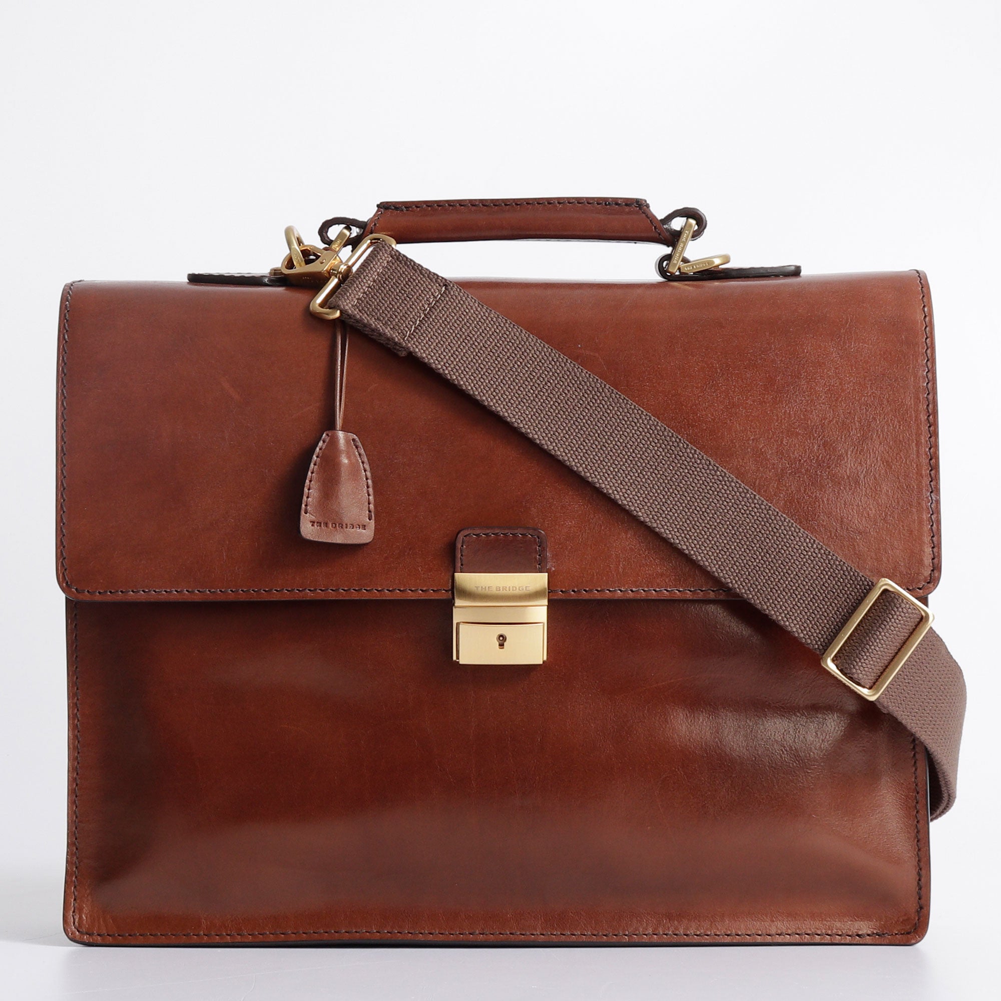 The Bridge Briefcase with Flap and Shoulder Strap Story Uomo