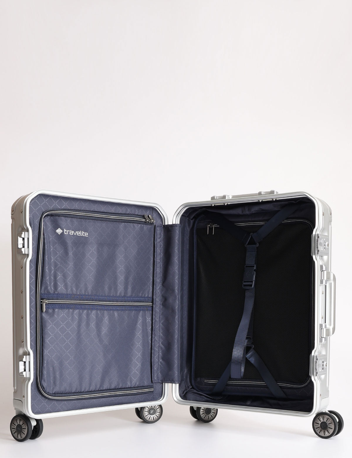 Travelite Next 4-Rad-Kabinentrolley mit Stofftasche vorne